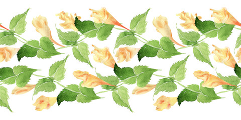 Watercolor seamless border with a plant Mariannick Asherah