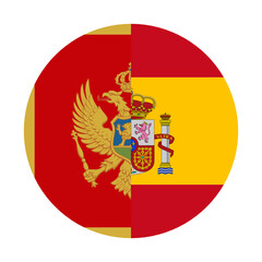 round icon with montenegro and spain flags isolated on white background
