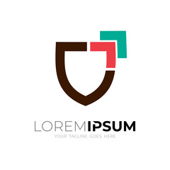 Obraz premium Simple shield logo with arrow design combination, ready for your