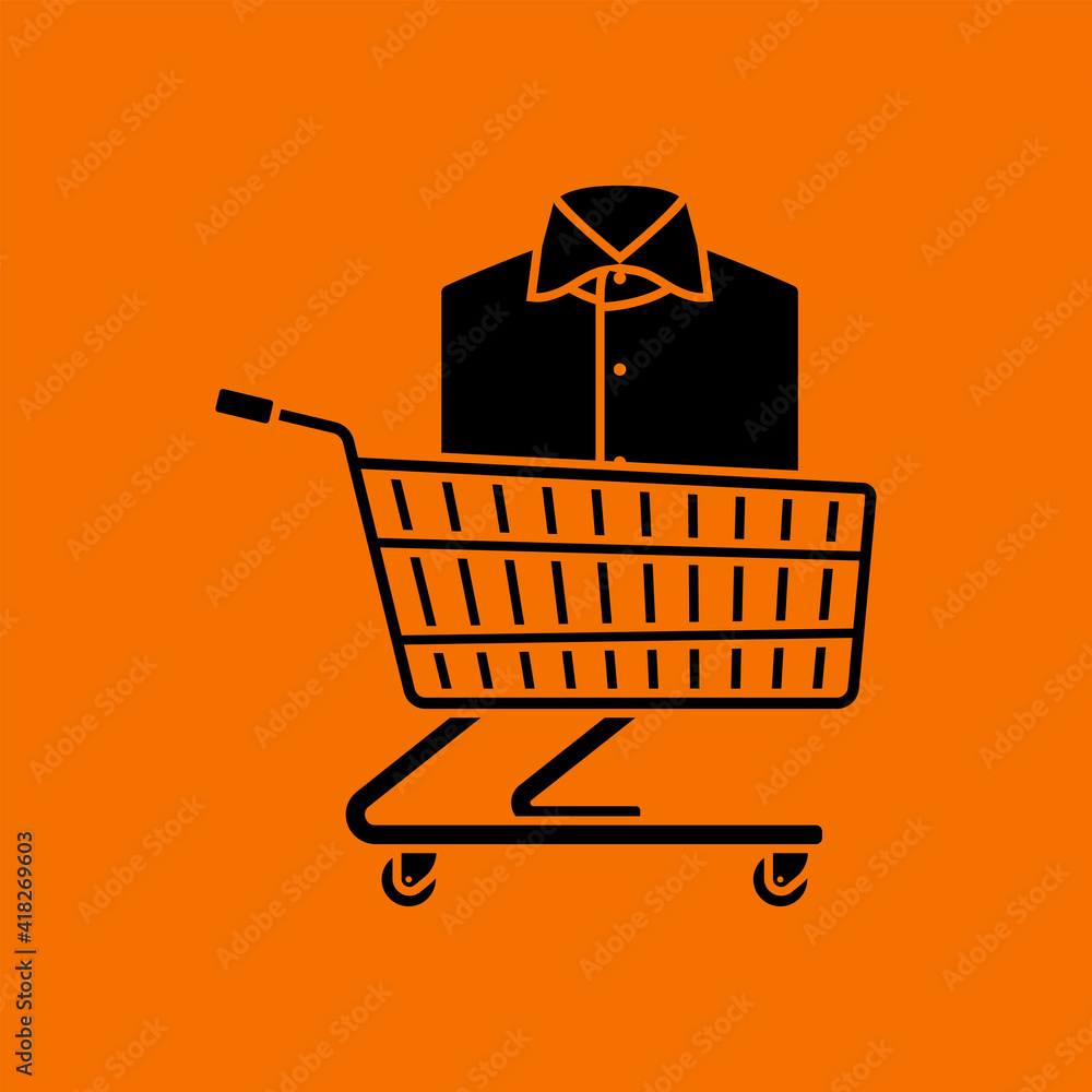 Poster Shopping Cart With Clothes (Shirt) Icon