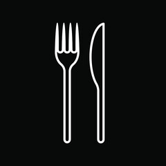 Fork and knife vector icon. Simple flat shape restaurant or cafe place sign. Kitchen and diner menu logo symbol.