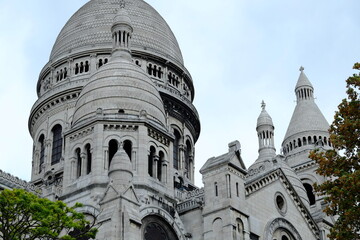 A closeup on the Sacré-Coeur a church on the top of Montmartre. Paris, july 2020.