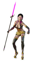 Obraz premium Attraktive junge Frau im futuristischen Outfit, Freisteller