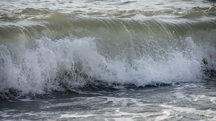 Sea wave close-up. Sea foam.