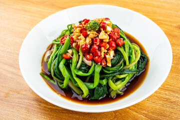 Seasonal wild vegetables in spring with dandelion