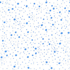 Seamless hand drawn pattern. Chaotic blue marker dots