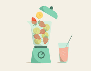 Fresh smoothies with banana and strawberry