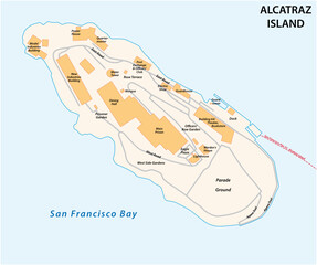 vector map of Californias former prison island Alcatraz - obrazy, fototapety, plakaty