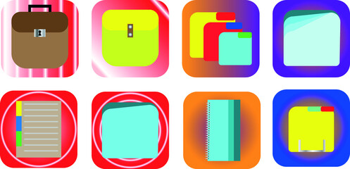 file icon set for mobile applications and smartphone menus. operating system shell development
