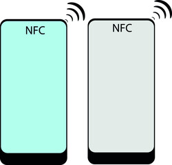 smartphone logo with NFC function and wireless network sign. Near field communication