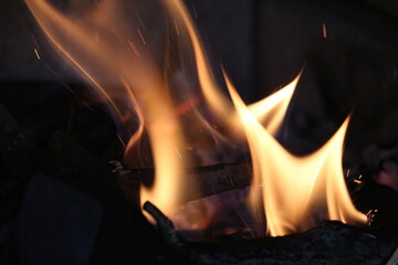 Fire burning in a fireplace