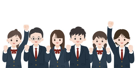 卒業 入学 学生 中高生 生徒 男女 桜 イラスト素材 Wall Mural Senryu