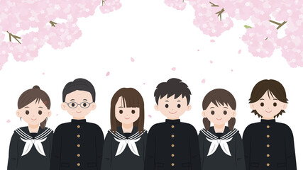卒業 入学 学生 中高生 生徒 男女 桜 イラスト素材 Wall Mural Senryu 卒業 入学 学生 中高生 生徒 男女 桜 イラスト素材 Wall Mural Senryu
