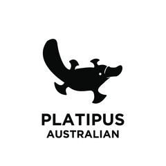 australian platypus vector black silhouette logo icon illustration design isolated white background