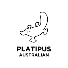 australian platypus vector black line logo icon illustration design isolated white background