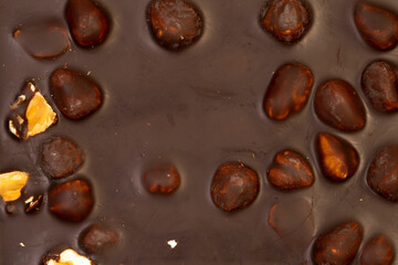 Macro photo of a sweet, delicious bar of chocolate photo taken from above