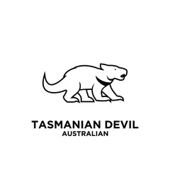 fierce tasmanian devil national zoo vector icon black line logo illustration graphic design for company logo identity.