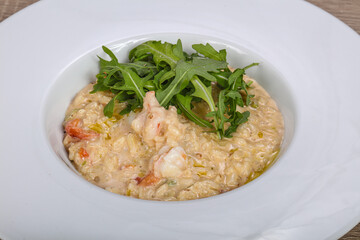 Italian risotto with prawn and rucola