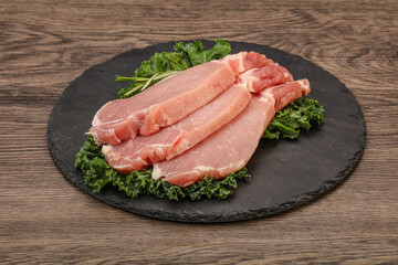 Raw pork steak for cooking