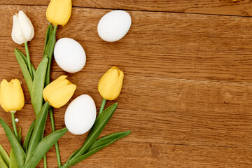 Fototapeta na wymiar Bouquet flowers easter eggs decoration tradition holiday