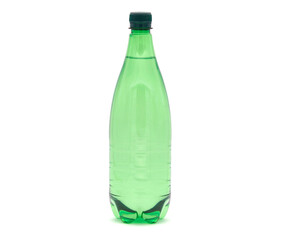 Green water bottle isolated on white