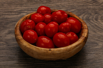 Pickled cherry tomatoes in the bowl