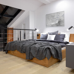 Modern bedroom on mezzanine floor