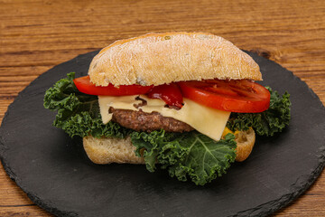 Italian ciabatta bread with burger