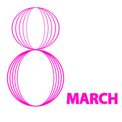 Greeting cards with infinity line. International womans day . 8 march . Handwritten lettering typography