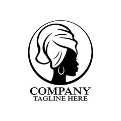 Modern woman in towel logo. Vector illustration.