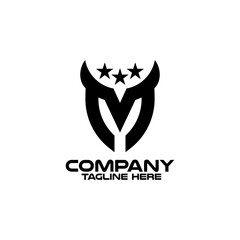 Modern letter M horn logo. Vector illustration.