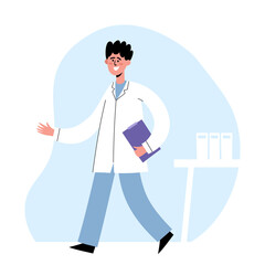 Vector illustration of going doctor in medical office.