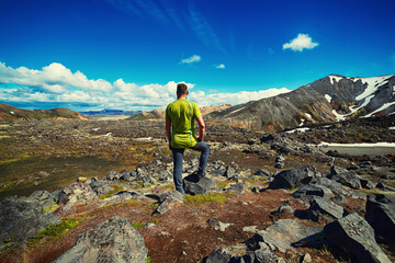 Fototapeta premium A man in Iceland.