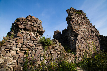 Ruins of castle on Black Mountain in Vinogradovo, Transcarpathian, Ukraine