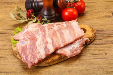 Raw pork ribs for cooking