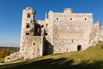 Fototapeta na wymiar The ruins of medieval castle on the rock in Ogrodzieniec, Poland