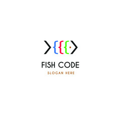 fish coding logo template. icon vector