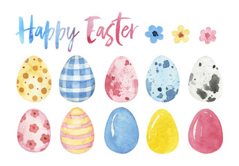 Easter watercolor clipart, Easter eggs, Watercolor Easter wreath, Spring clipart