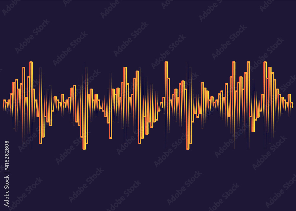 Poster modern music wave logo. digital audio concept. stylized wave lines elements. jpeg colorful pulse equ