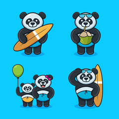 Cute panda recreation cartoon illustration