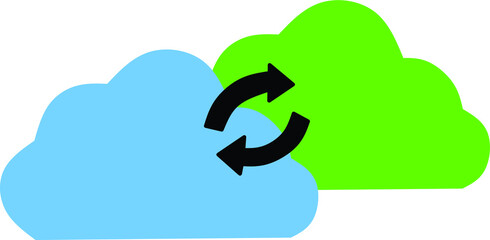 Illustration of a blue and green cloud logo design. This logo serves to change or convert a document format