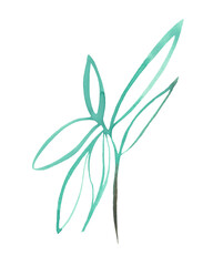 Watercolor leaf (branch with leaves) for decorative use of patterns, wedding and spring themes.	
