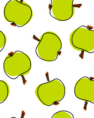seamless pattern abstract apples on a white background