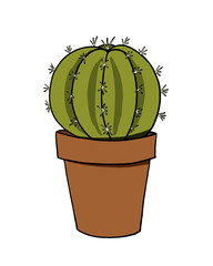 illustration of an  green cactus in a brown pot