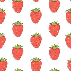 Hand-drawn abstract strawberry seamless pattern