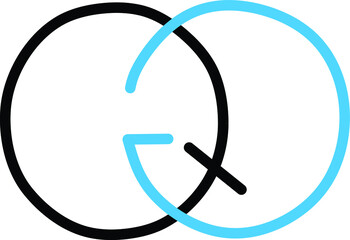 Illustation design of the alphabet logo letter "Q & G" black and blue with white background