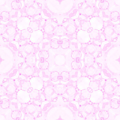 Pink seamless pattern. Artistic delicate soap bubbles. Lace hand drawn textile ornament. Kaleidoscop