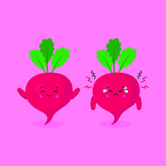 Cute Sweet Potato Characters Smiling and Sad