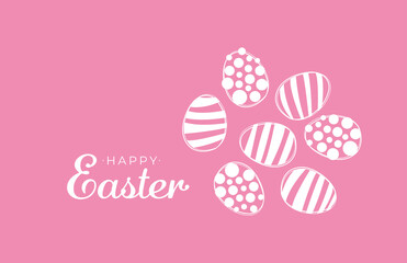 Easter decorations with minimalis easter eggs and bunnies. Vector hanging easter eggs