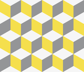 Farben des Jahres 2021 leuchtendes Gelb und ultimatives graues nahtloses isometrisches Muster. Grauer, weißer und gelber abstrakter endloser isometrischer Hintergrund. Nahtloses geometrisches Muster. Vektor-Illustration © Irin Fierce